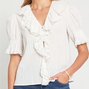 Doen-esque white cotton ruffle top